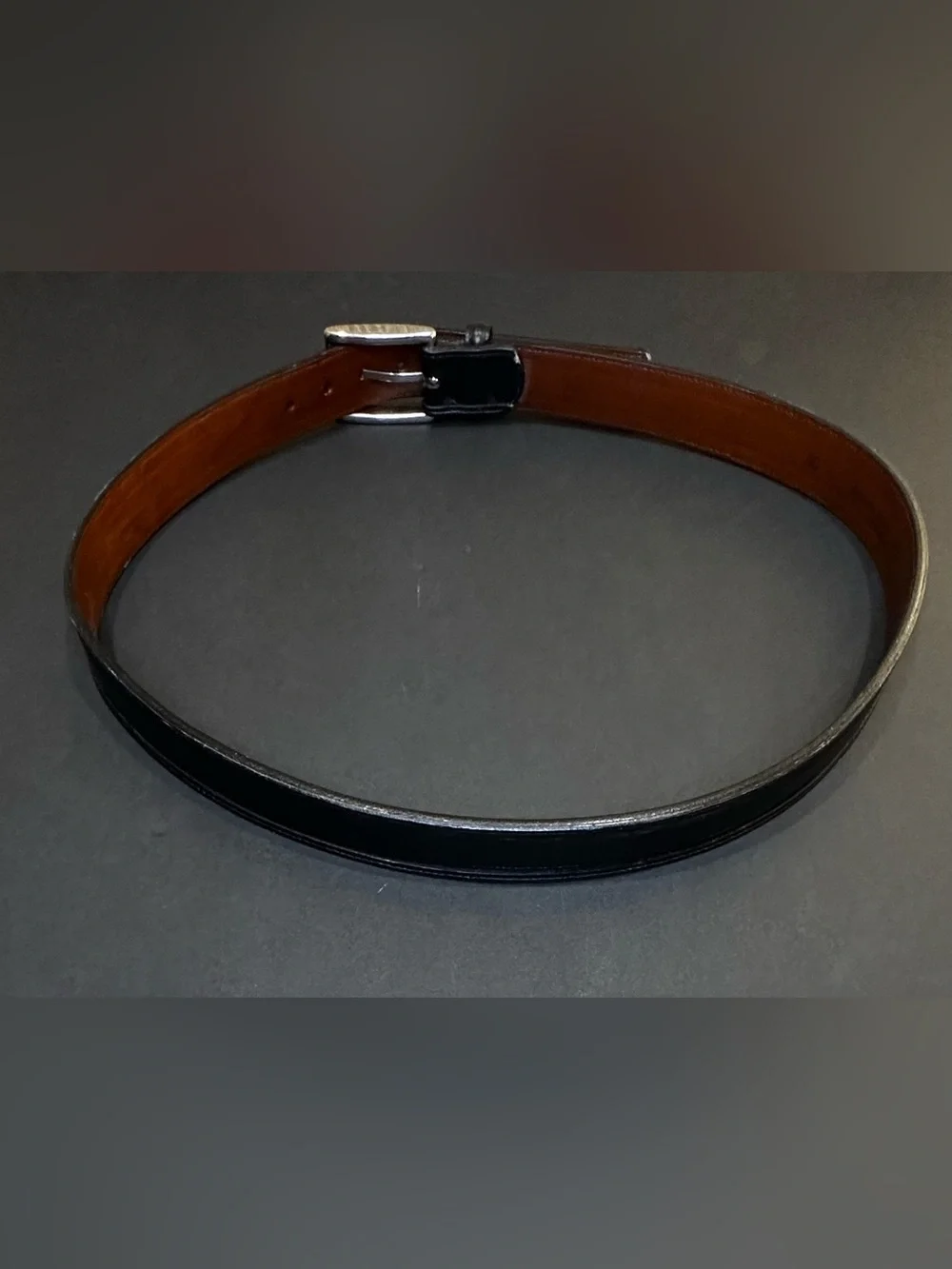 VTG 1980s-90s Johnston & Murphy High-End Black Leather Dress Belt 40
